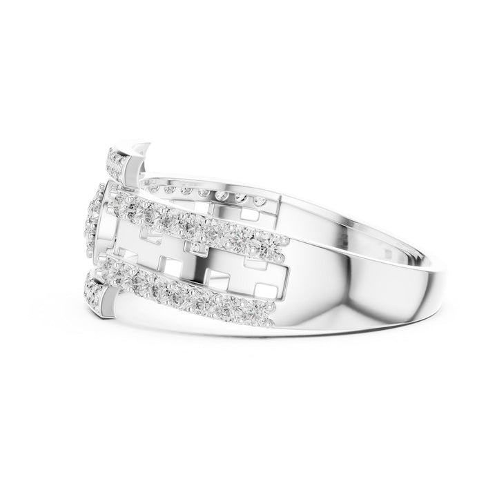 Round Cut Lab Grown Diamond Half Eternity Band, 0.64ct Total, Solid Gold