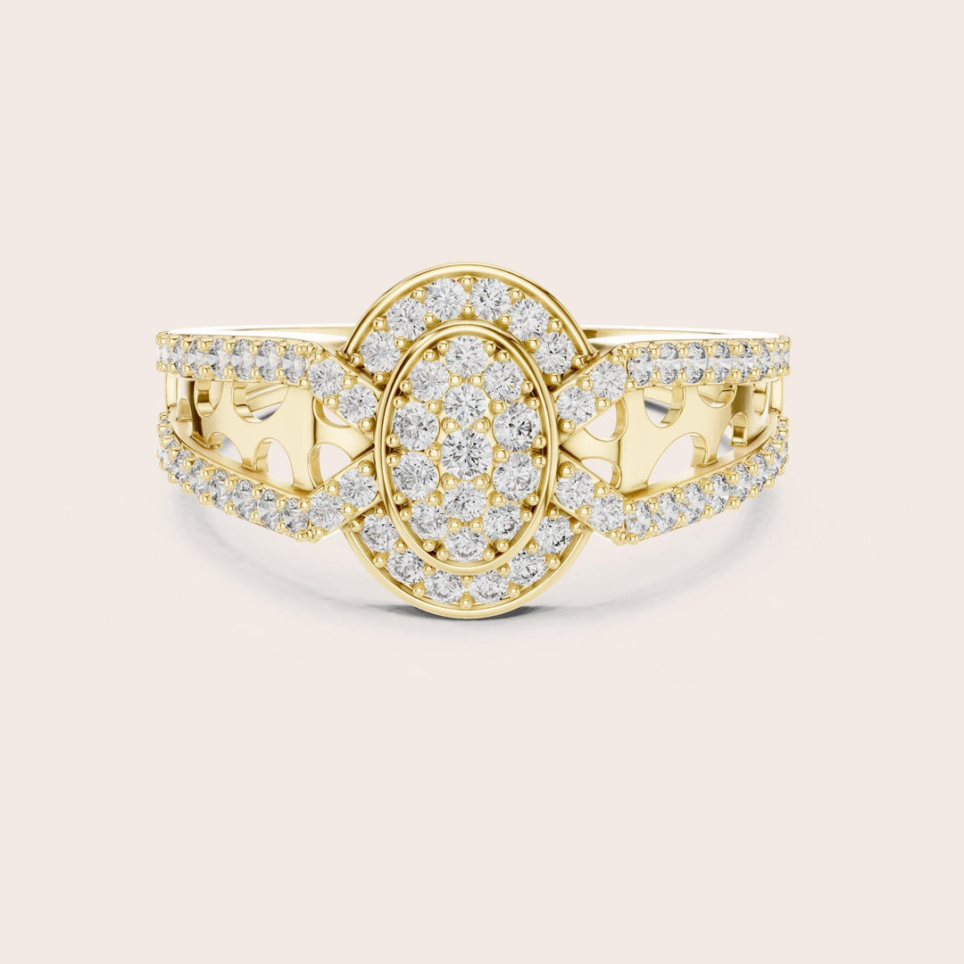 Round Cut Lab Grown Diamond Half Eternity Band, 0.69ct Total, Solid Gold