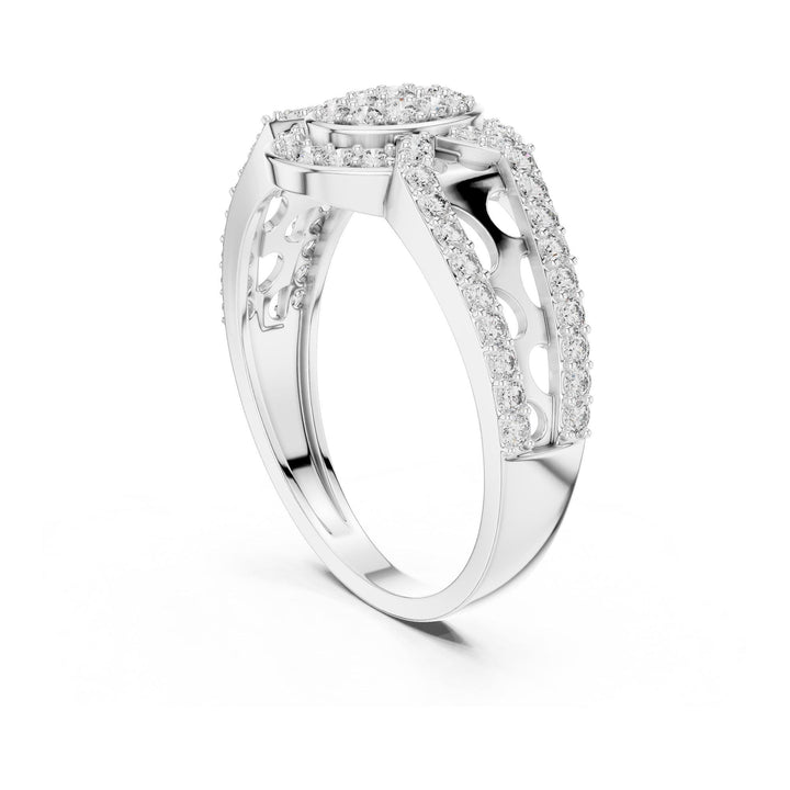 Round Cut Lab Grown Diamond Half Eternity Band, 0.69ct Total, Solid Gold