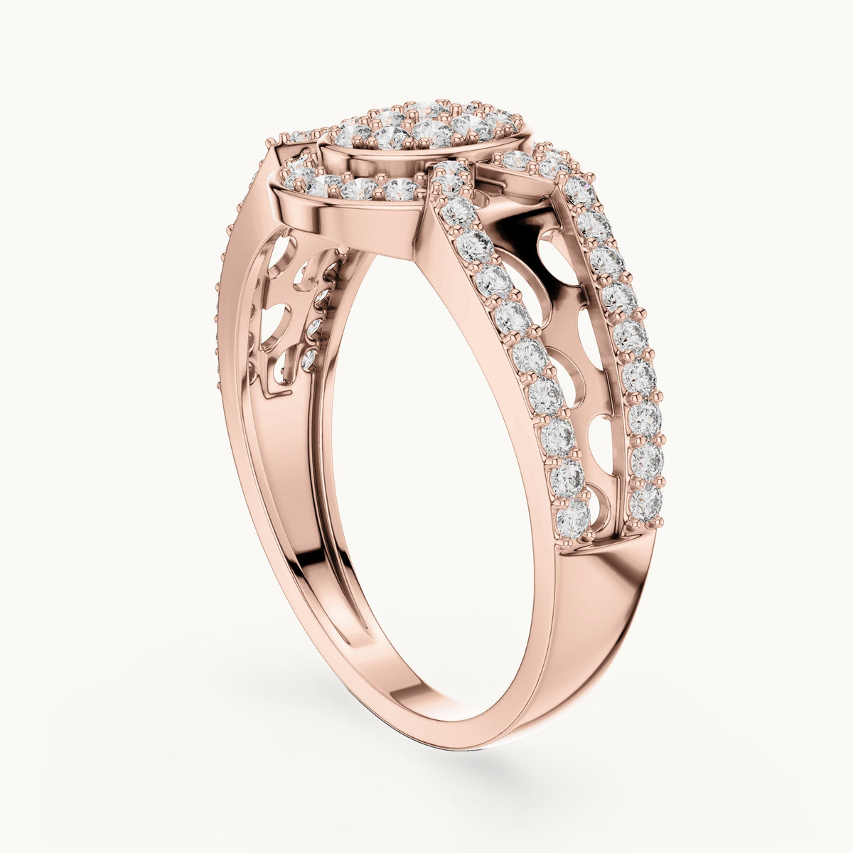 Round cut lab-grown diamond half eternity band, 0.69 CT TW, solid gold, view 7