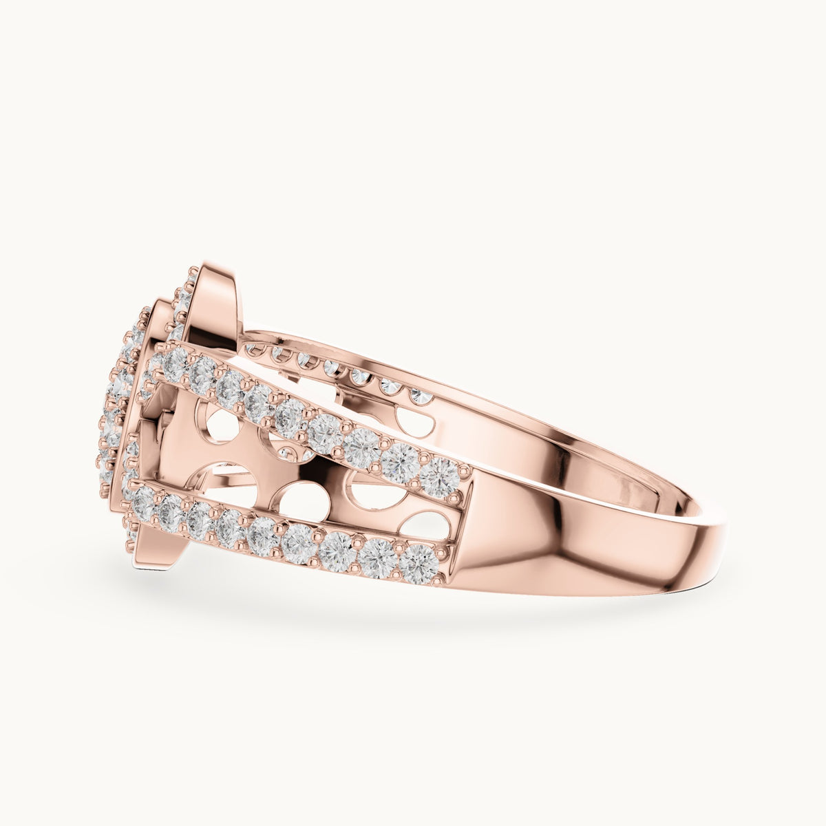 Round cut lab-grown diamond half eternity band, 0.69 CT TW, solid gold, view 8