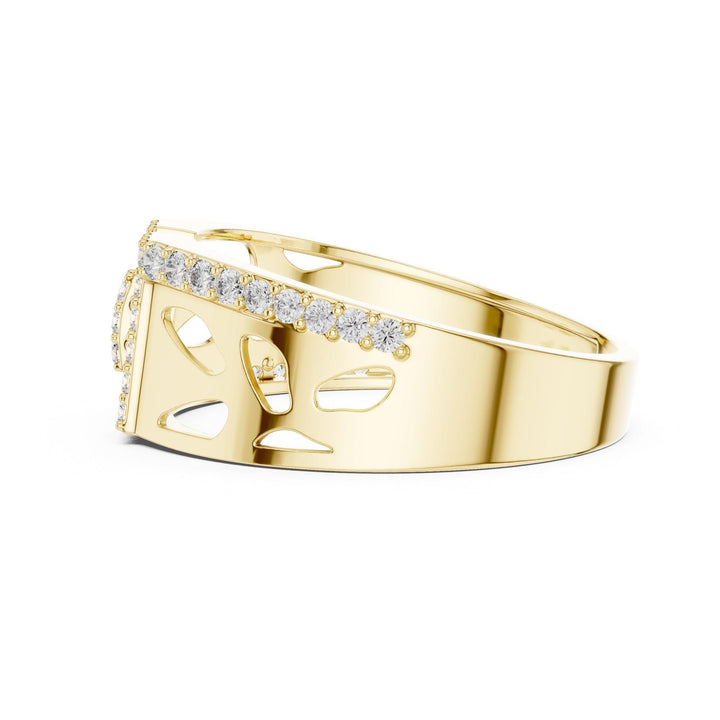 Round Cut Lab Grown Diamond Half Eternity Band, 0.38ct Total, Solid Gold