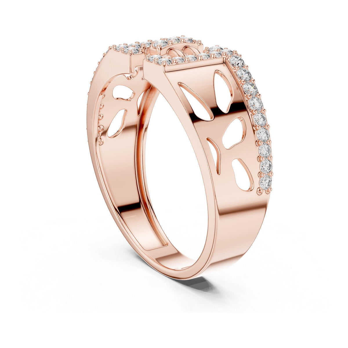 Round cut lab-grown diamond half eternity band, 0.38 CT TW, solid gold, view 7