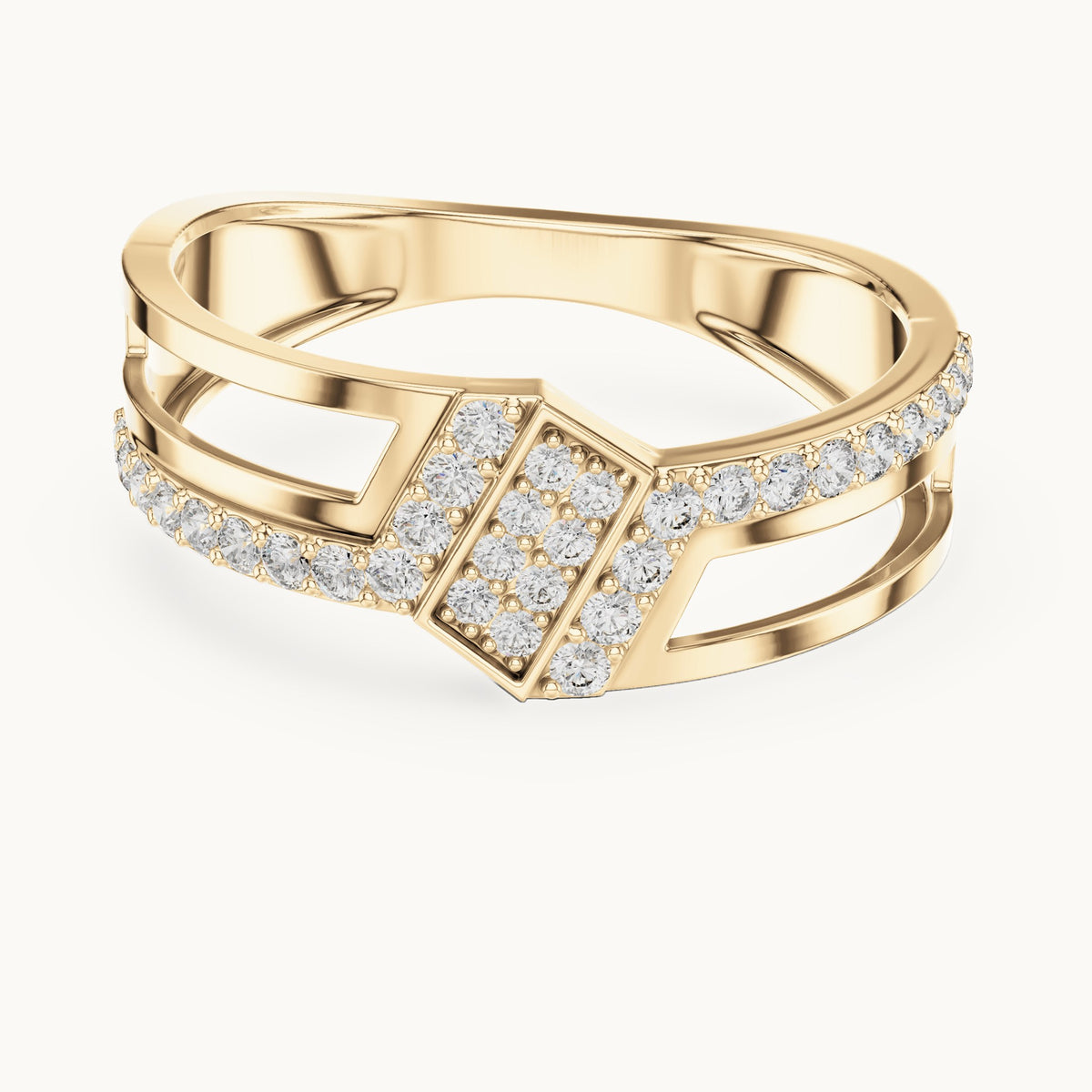 Round cut lab-grown diamond half eternity band, 0.35 CT TW, 32 stones, in solid gold (style L05-0021)