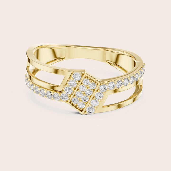 Round Cut Lab Grown Diamond Half Eternity Band, 0.35ct Total, Solid Gold
