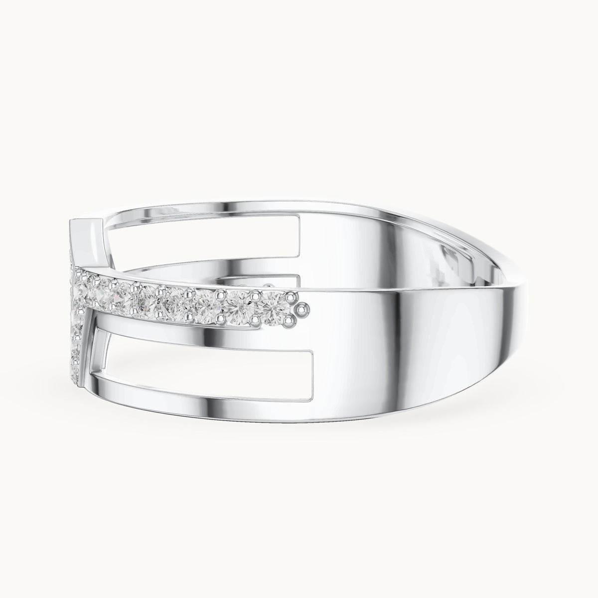 Round cut lab-grown diamond half eternity band, 0.35 CT TW, solid gold, view 5