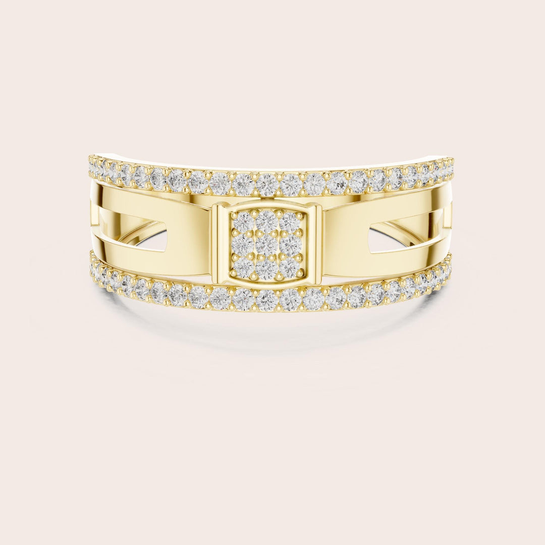 Round Cut Lab Grown Diamond Half Eternity Band, 0.46ct Total, Solid Gold