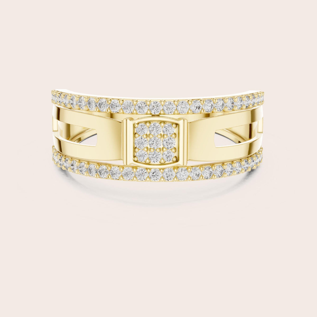 Round cut lab-grown diamond half eternity band, 0.46 CT TW, 59 stones, in solid gold (style L05-0022)