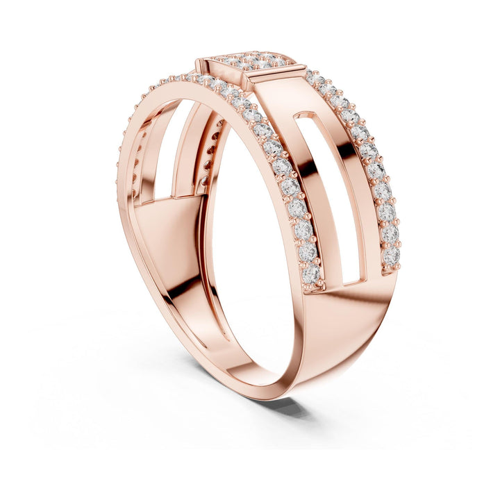 Round Cut Lab Grown Diamond Half Eternity Band, 0.46ct Total, Solid Gold