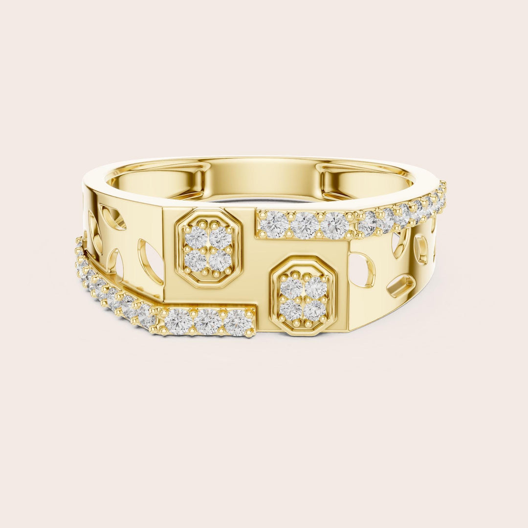 Round Cut Lab Grown Diamond Half Eternity Band, 0.35ct Total, Solid Gold