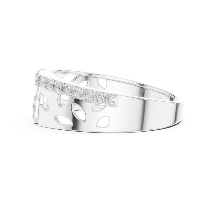 Round Cut Lab Grown Diamond Half Eternity Band, 0.35ct Total, Solid Gold