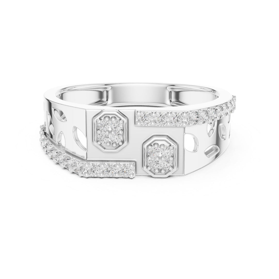 Round Cut Lab Grown Diamond Half Eternity Band, 0.35ct Total, Solid Gold