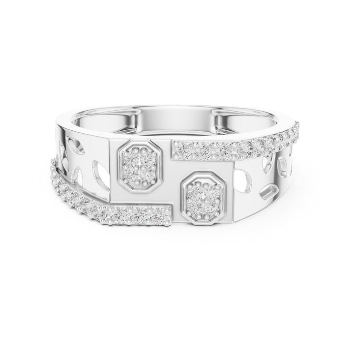 Round Cut Lab Grown Diamond Half Eternity Band, 0.35ct Total, Solid Gold