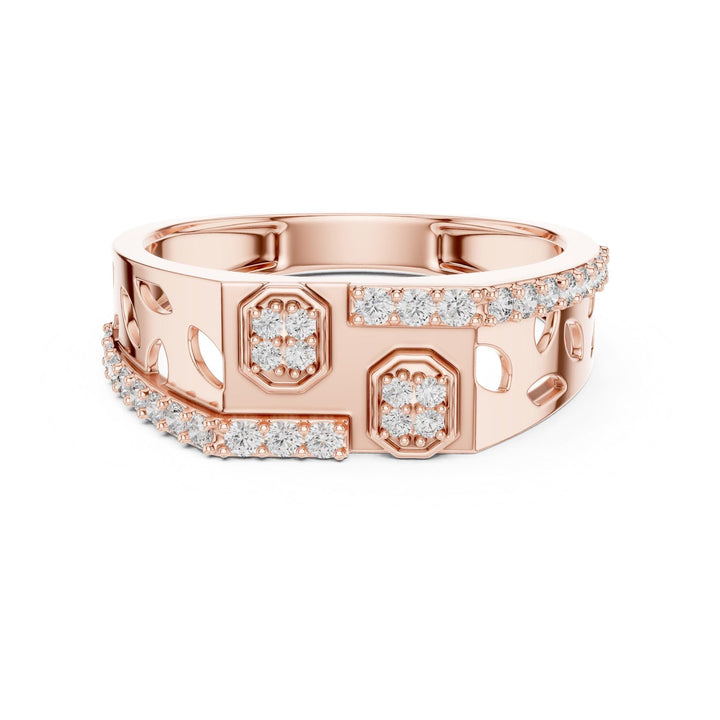 Round Cut Lab Grown Diamond Half Eternity Band, 0.35ct Total, Solid Gold
