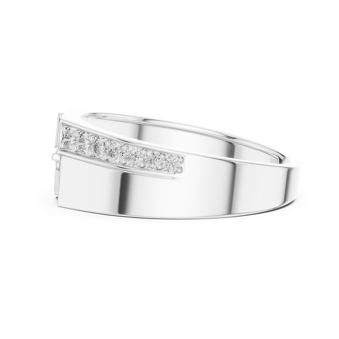 Round Cut Lab Grown Diamond Half Eternity Band, 0.40ct Total, Solid Gold