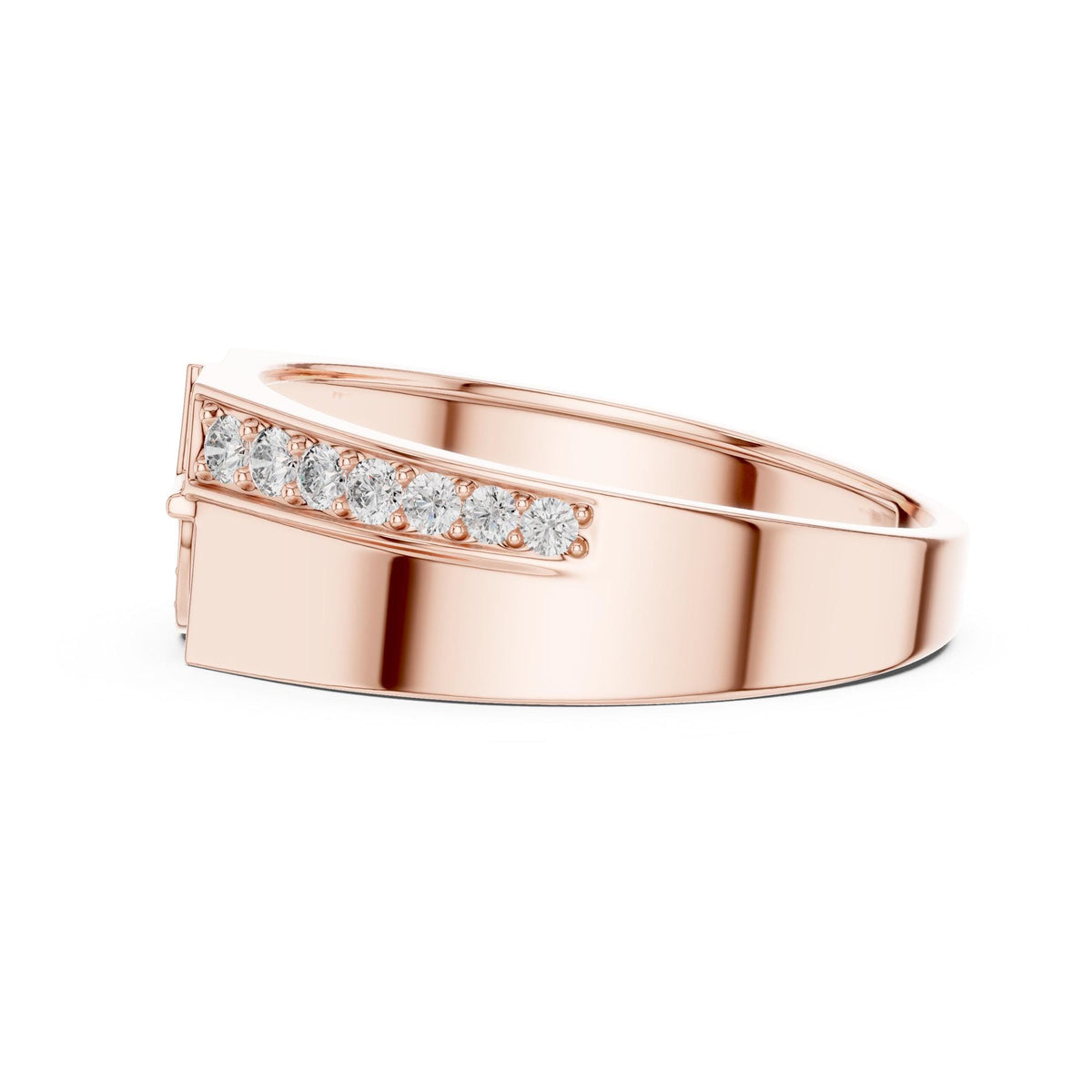 Round cut lab-grown diamond half eternity band, 0.40 CT TW, solid gold, view 8