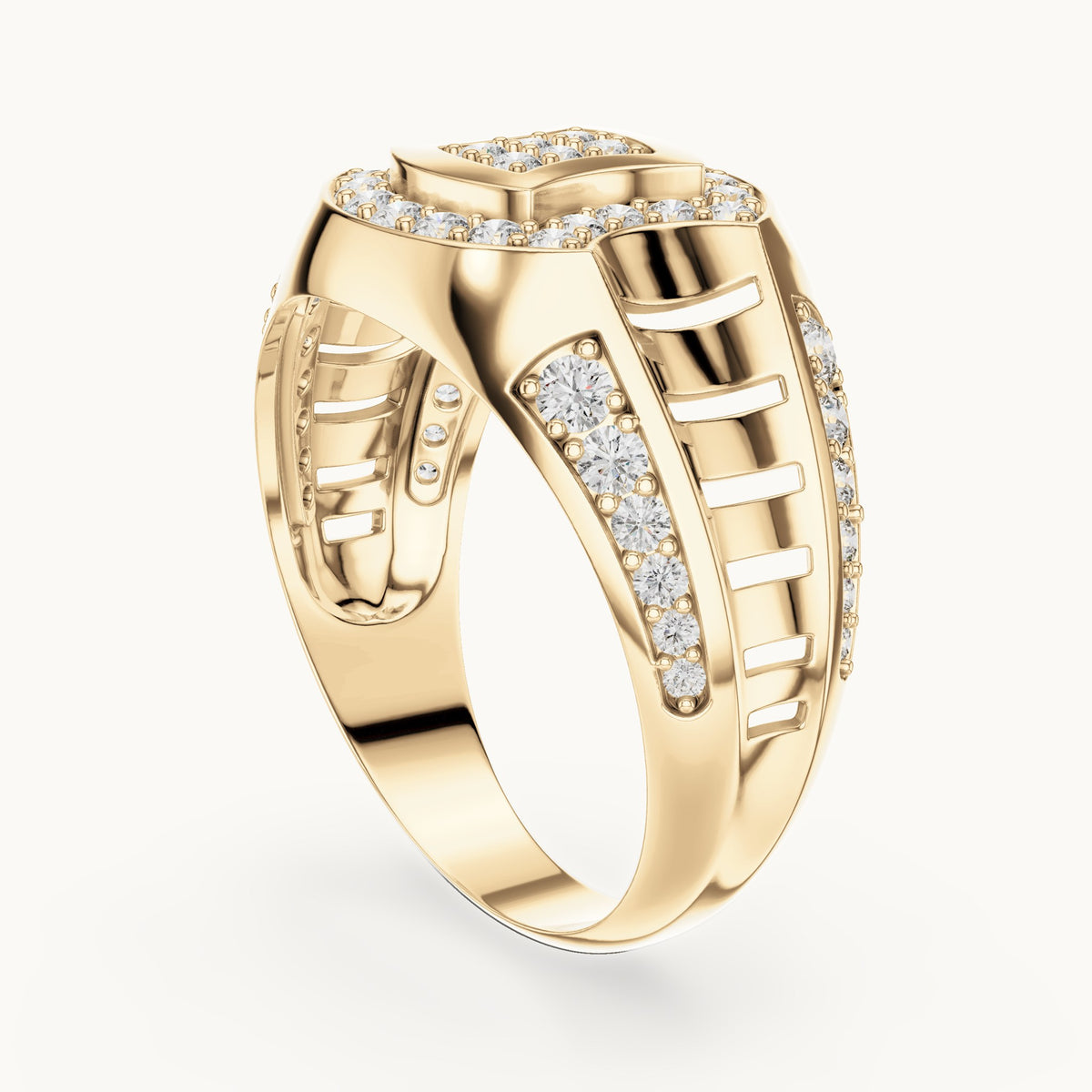 Round Cut Lab Grown Diamond Half Eternity Band, 0.81ct Total, Solid Gold
