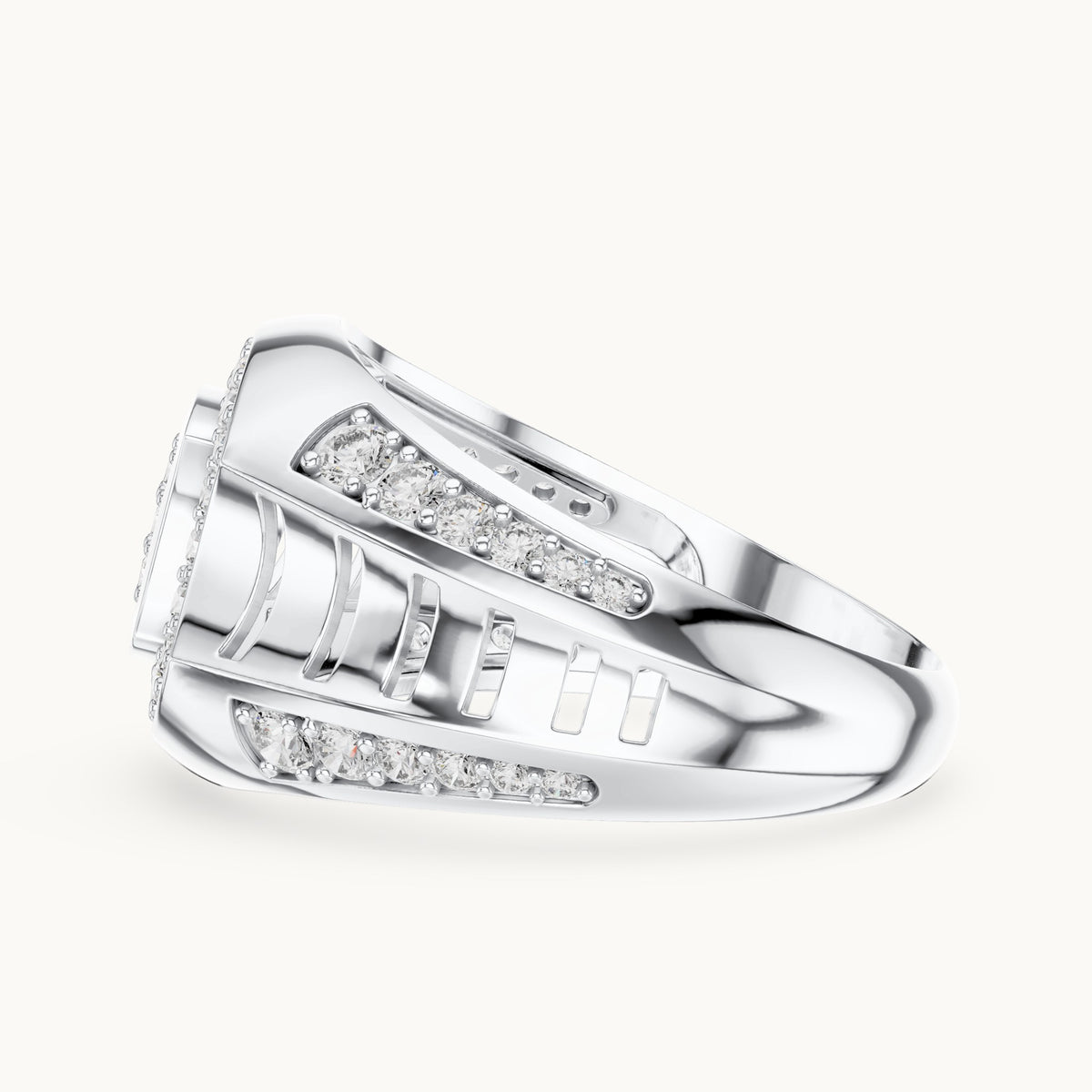 Round Cut Lab Grown Diamond Half Eternity Band, 0.81ct Total, Solid Gold