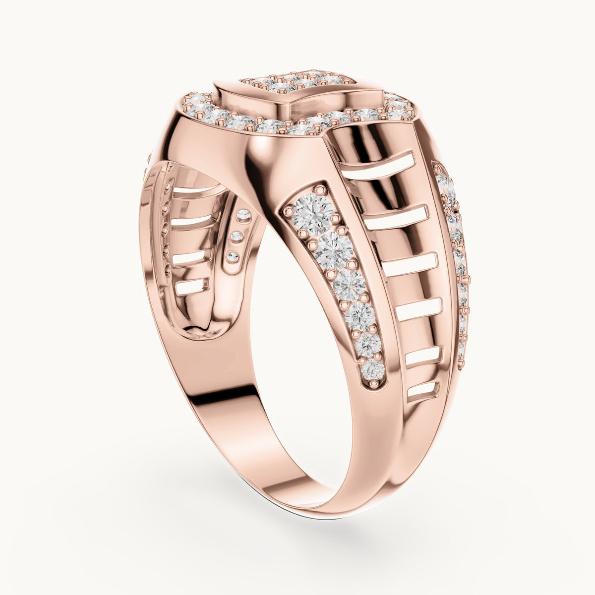 Round Cut Lab Grown Diamond Half Eternity Band, 0.81ct Total, Solid Gold