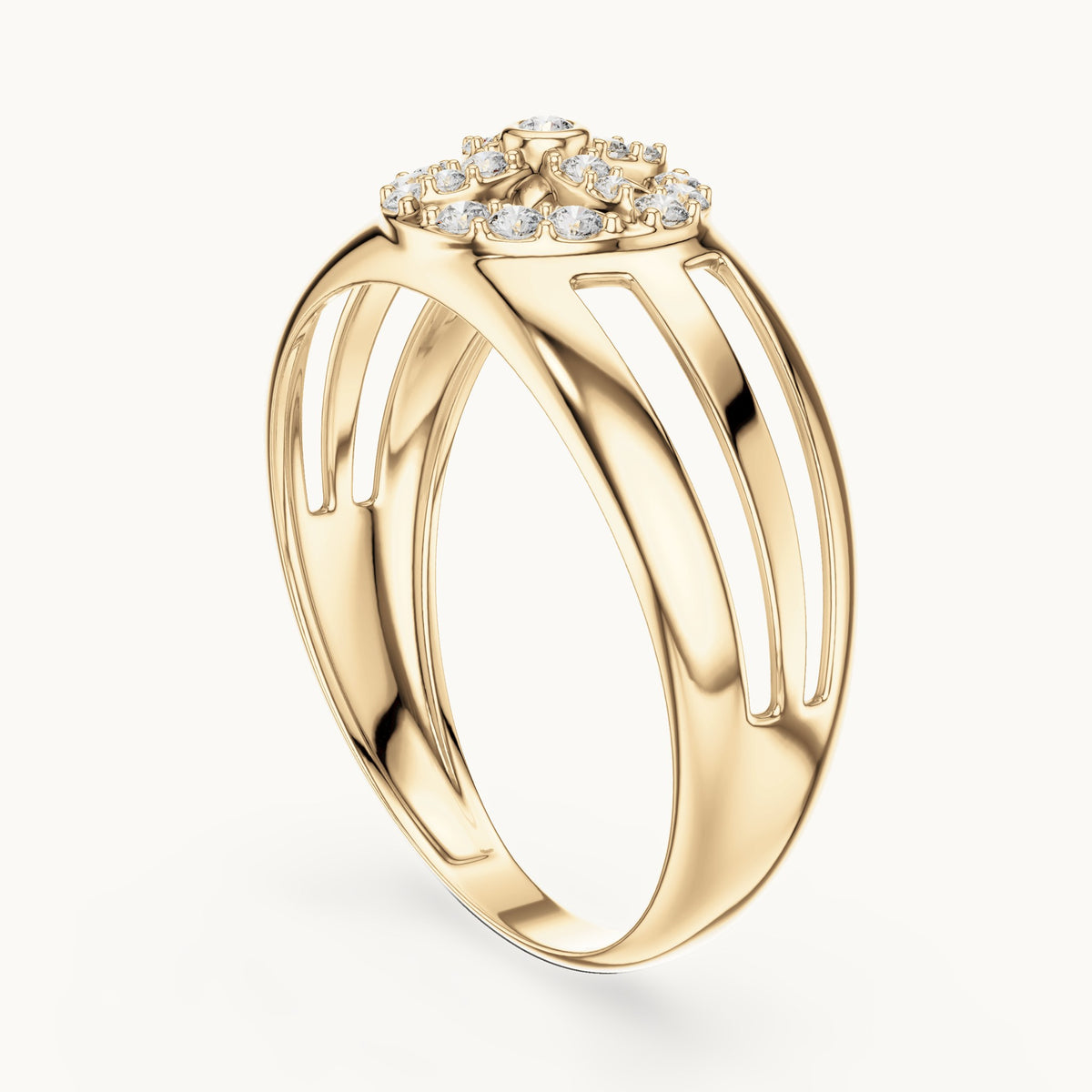 Round Cut Lab Grown Diamond Cluster Ring, 0.22ct Total, Solid Gold