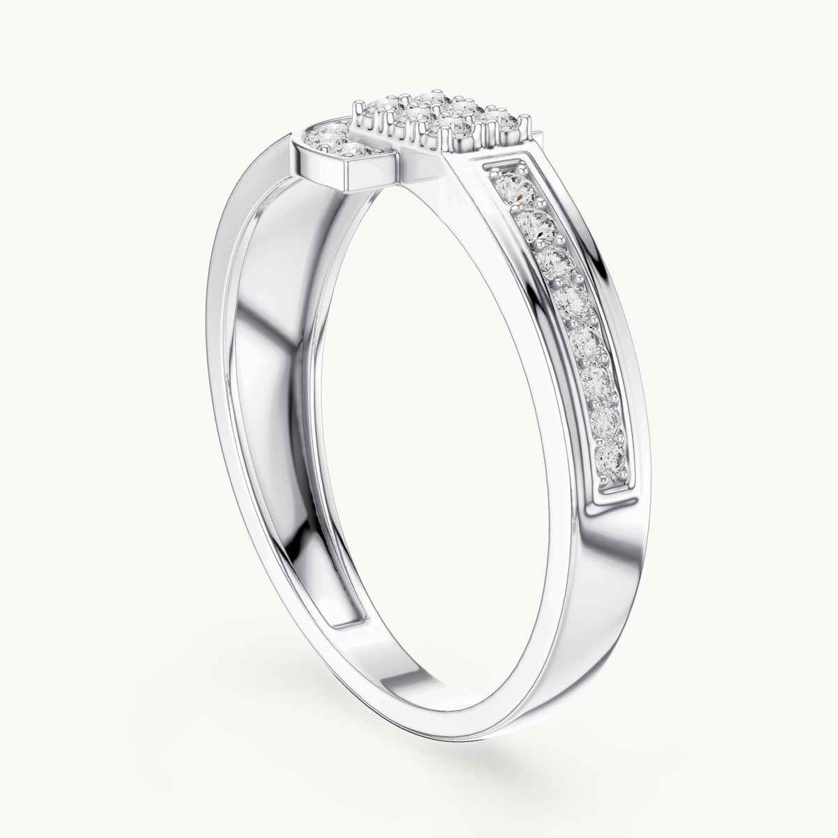 Round cut lab-grown diamond half eternity band, 0.25 CT TW, solid gold, view 4
