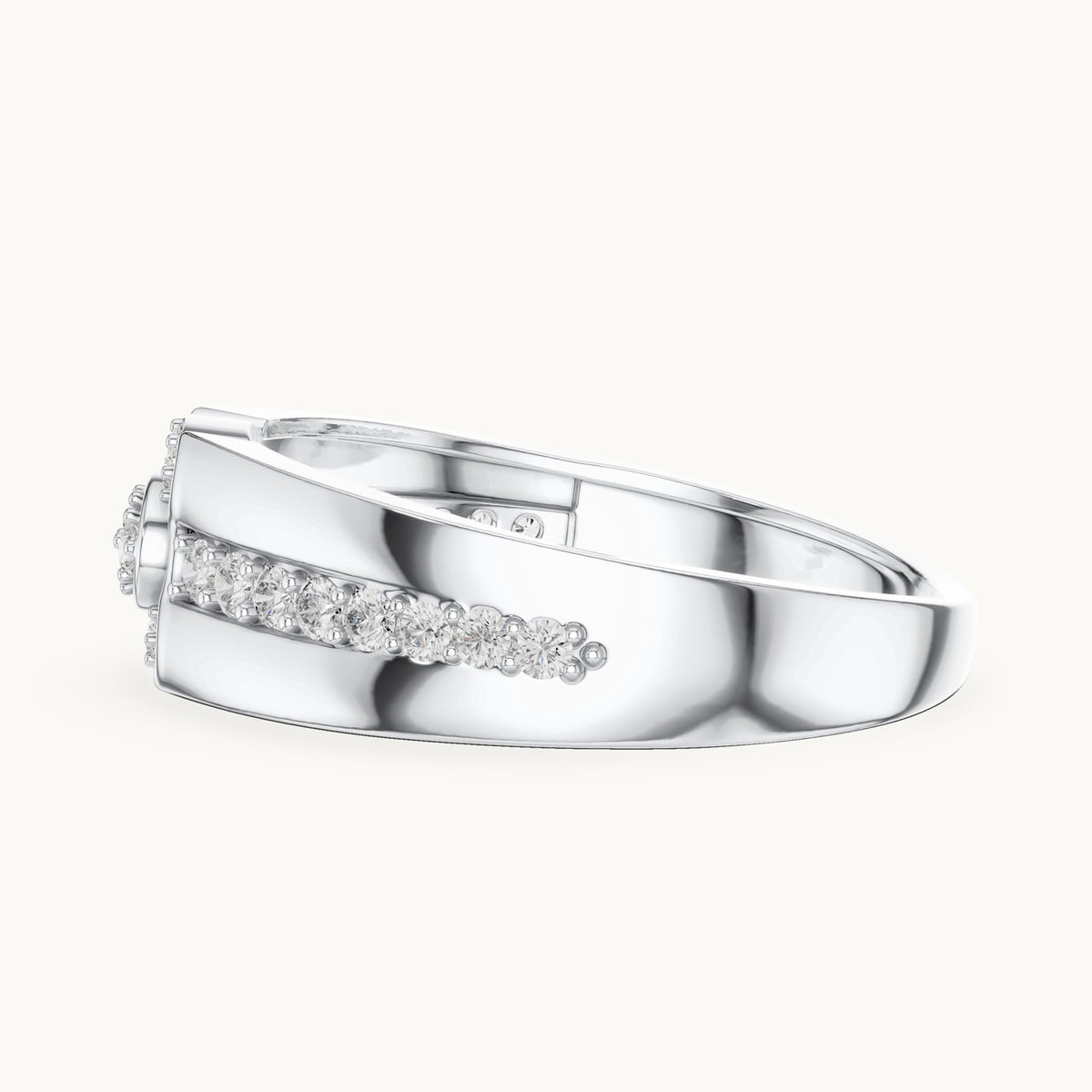 Round cut lab-grown diamond half eternity band in 14K white gold, 0.34 CT TW, view 2