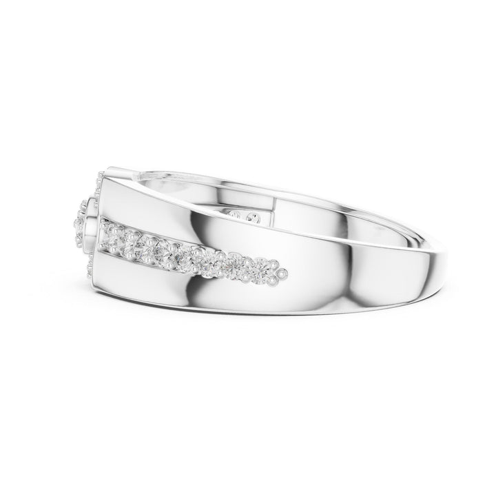 Round Cut Lab Grown Diamond Half Eternity Band, 0.34ct Total, Solid Gold