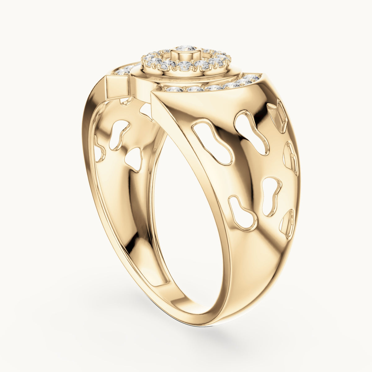 Round cut lab-grown diamond cluster ring in 14K yellow gold, 0.33 CT TW, view 2