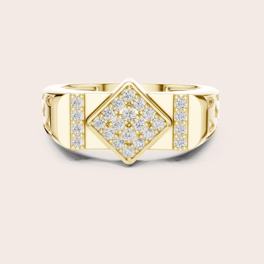 Round Cut Lab Grown Diamond Cluster Ring, 0.35ct Total, Solid Gold