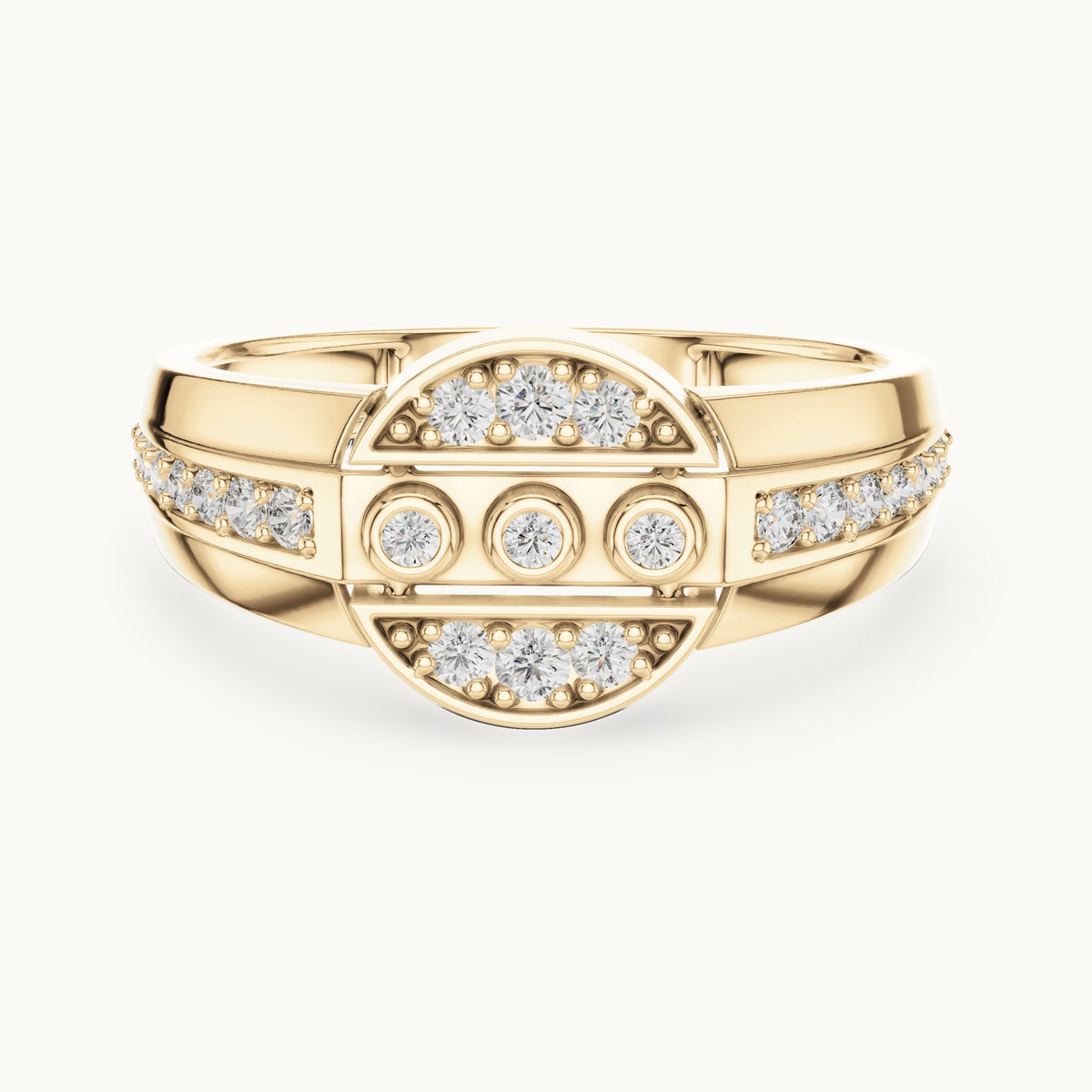 Round cut lab-grown diamond half eternity band, 0.32 CT TW, 23 stones, in solid gold (style L05-0045)