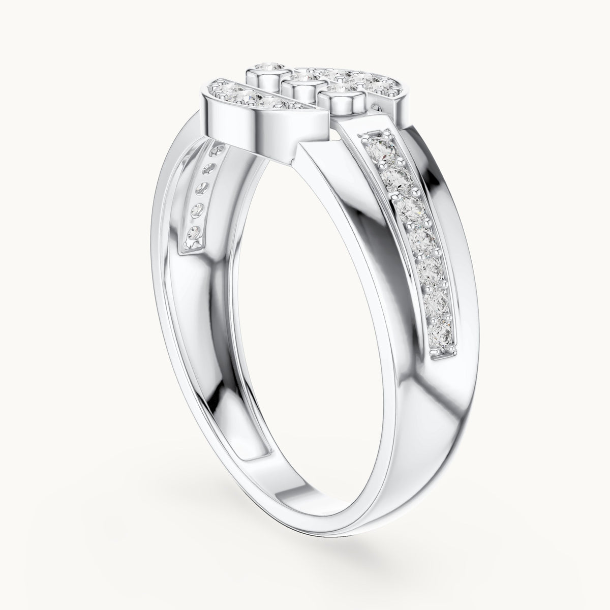Round cut lab-grown diamond half eternity band, 0.32 CT TW, solid gold, view 4