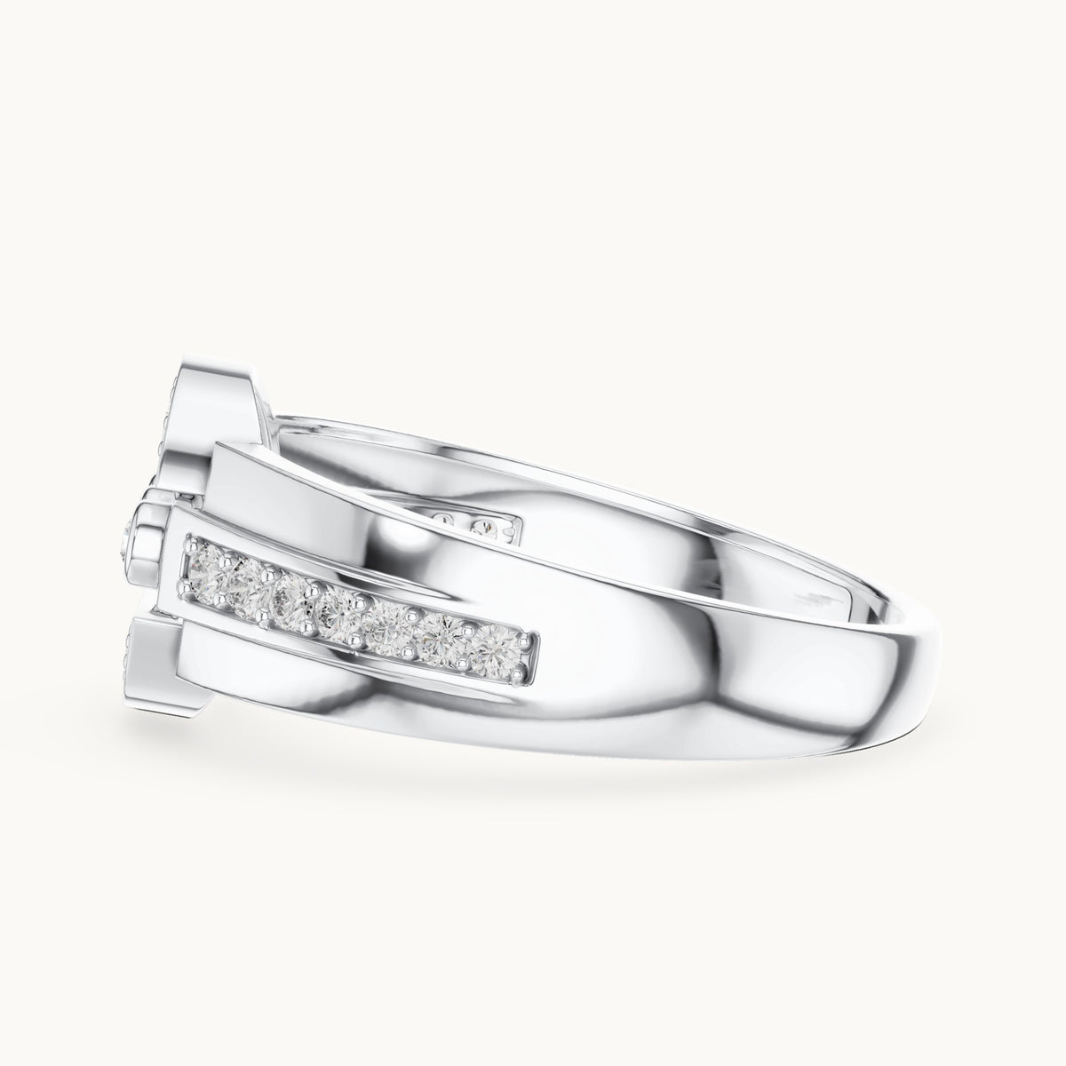 Round cut lab-grown diamond half eternity band, 0.32 CT TW, solid gold, view 5