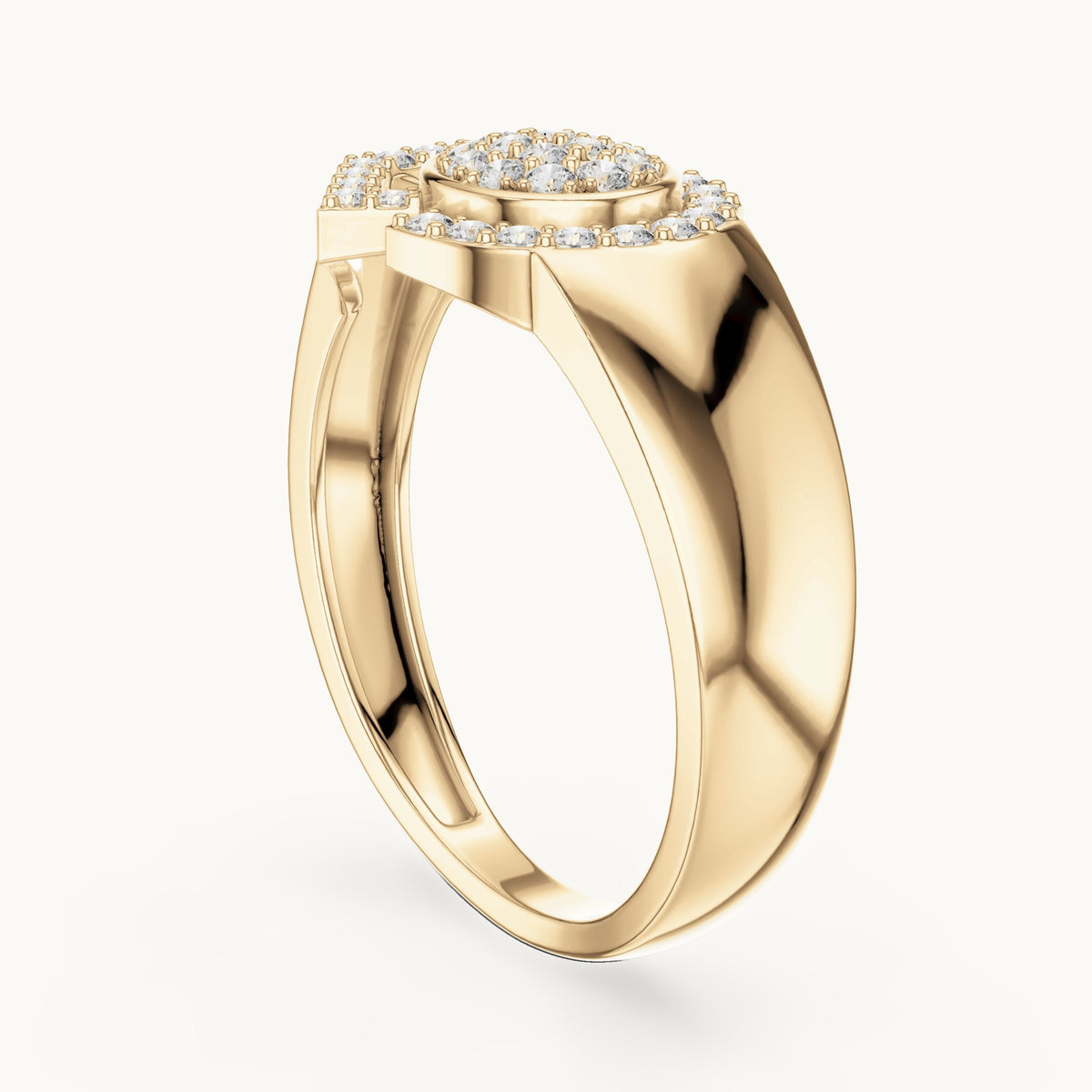Round cut lab-grown diamond cluster ring in 14K yellow gold, 0.34 CT TW, view 2