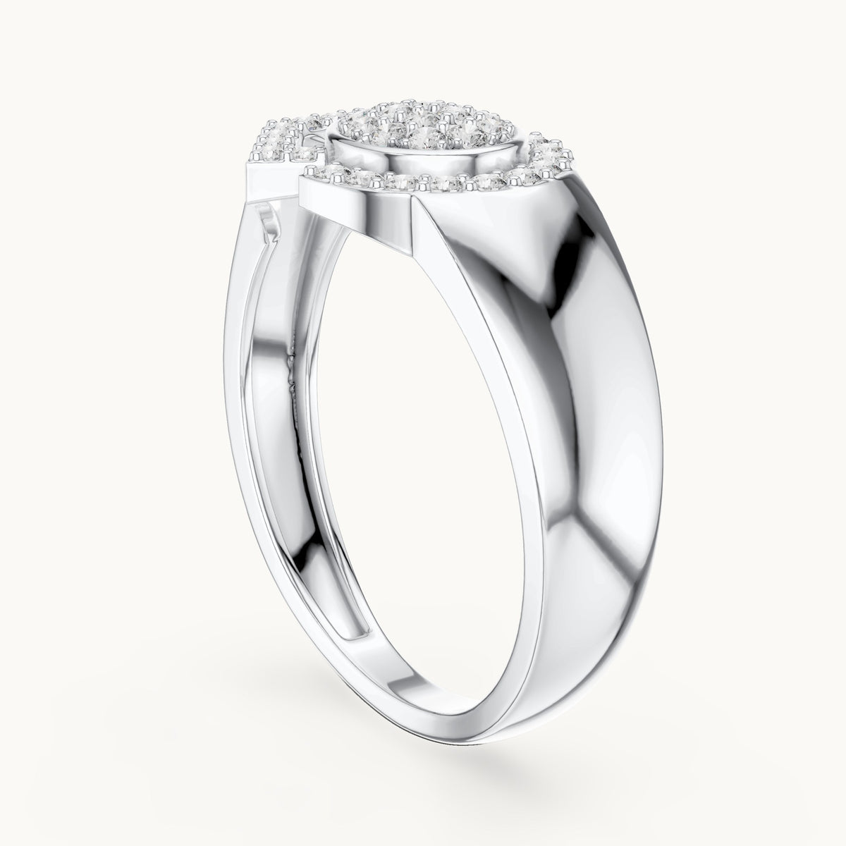 Round cut lab-grown diamond cluster ring in 14K white gold, 0.34 CT TW, view 1