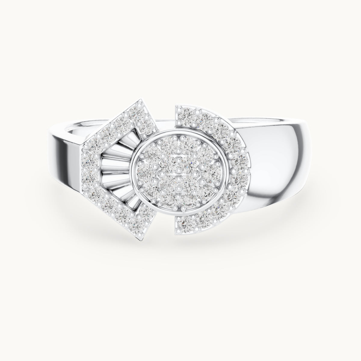 Round cut lab-grown diamond cluster ring in 14K white gold, 0.34 CT TW, view 3