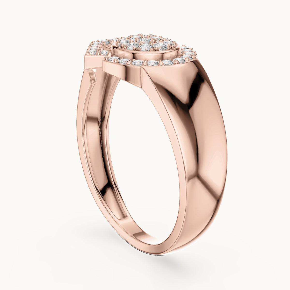 Round cut lab-grown diamond cluster ring in 14K rose gold, 0.34 CT TW, view 1