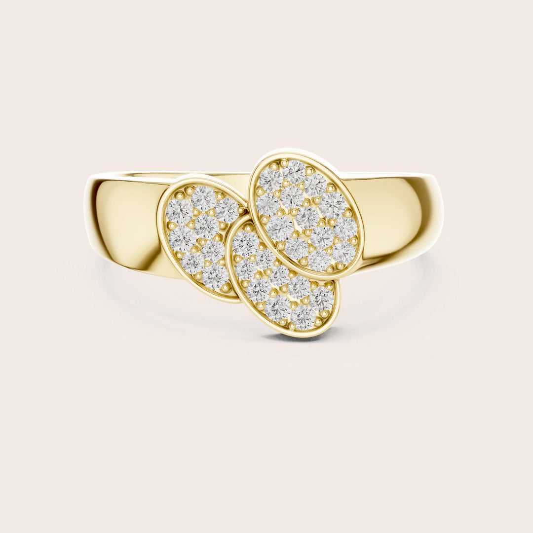 Round Cut Lab Grown Diamond Cluster Ring, 0.34ct Total, Solid Gold