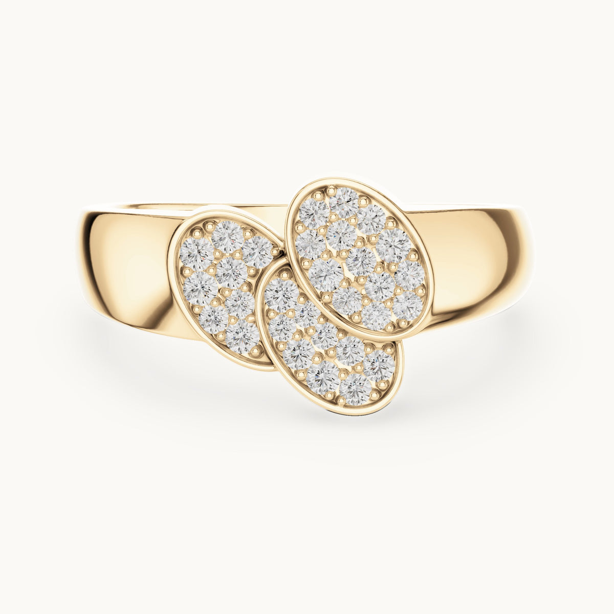 Round Cut Lab Grown Diamond Cluster Ring, 0.34ct Total, Solid Gold