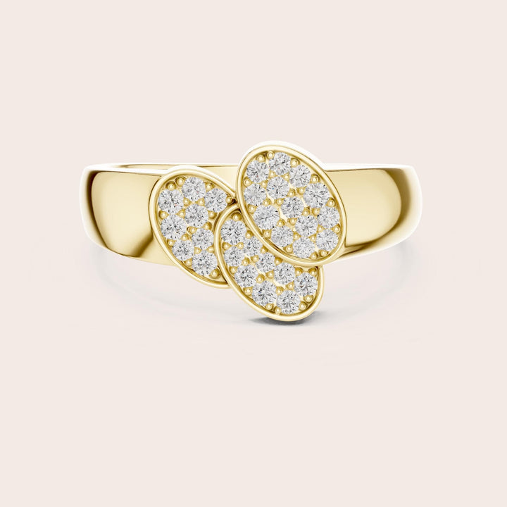 Round Cut Lab Grown Diamond Cluster Ring, 0.34ct Total, Solid Gold