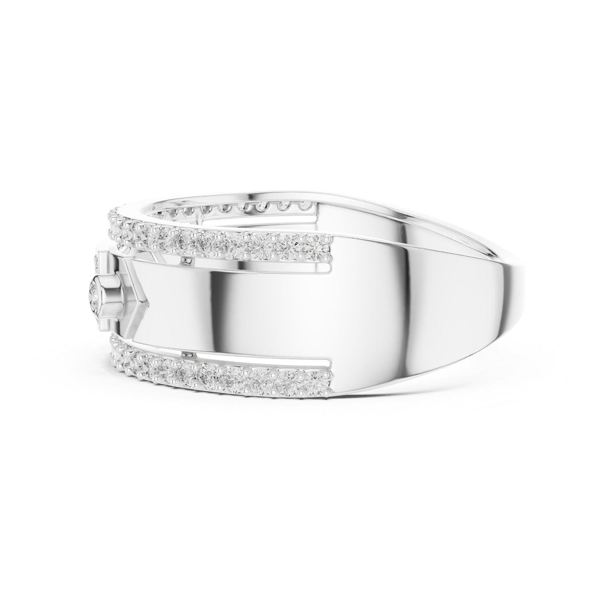 Round cut lab-grown diamond half eternity band, 0.48 CT TW, solid gold, view 5