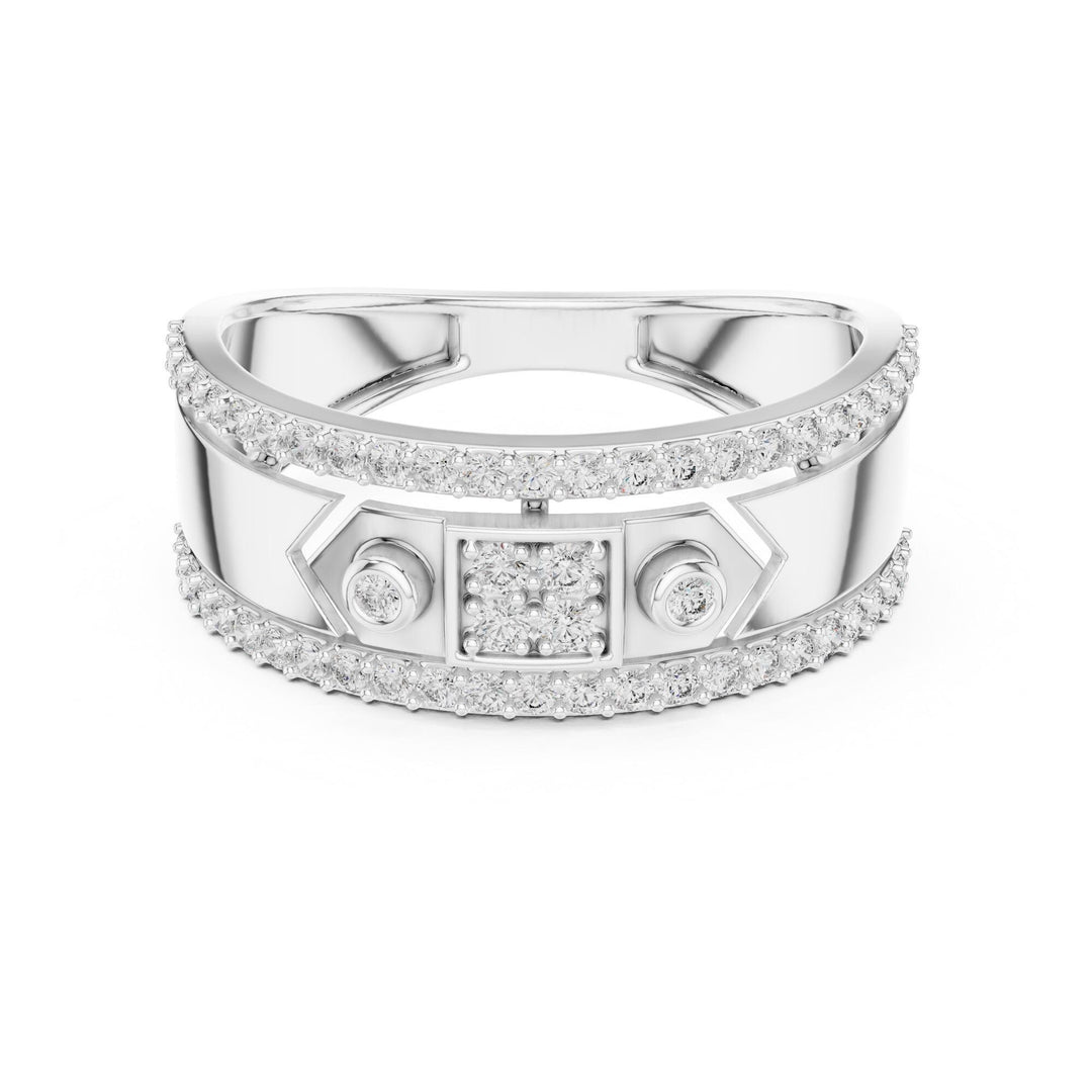 Round Cut Lab Grown Diamond Half Eternity Band, 0.48ct Total, Solid Gold