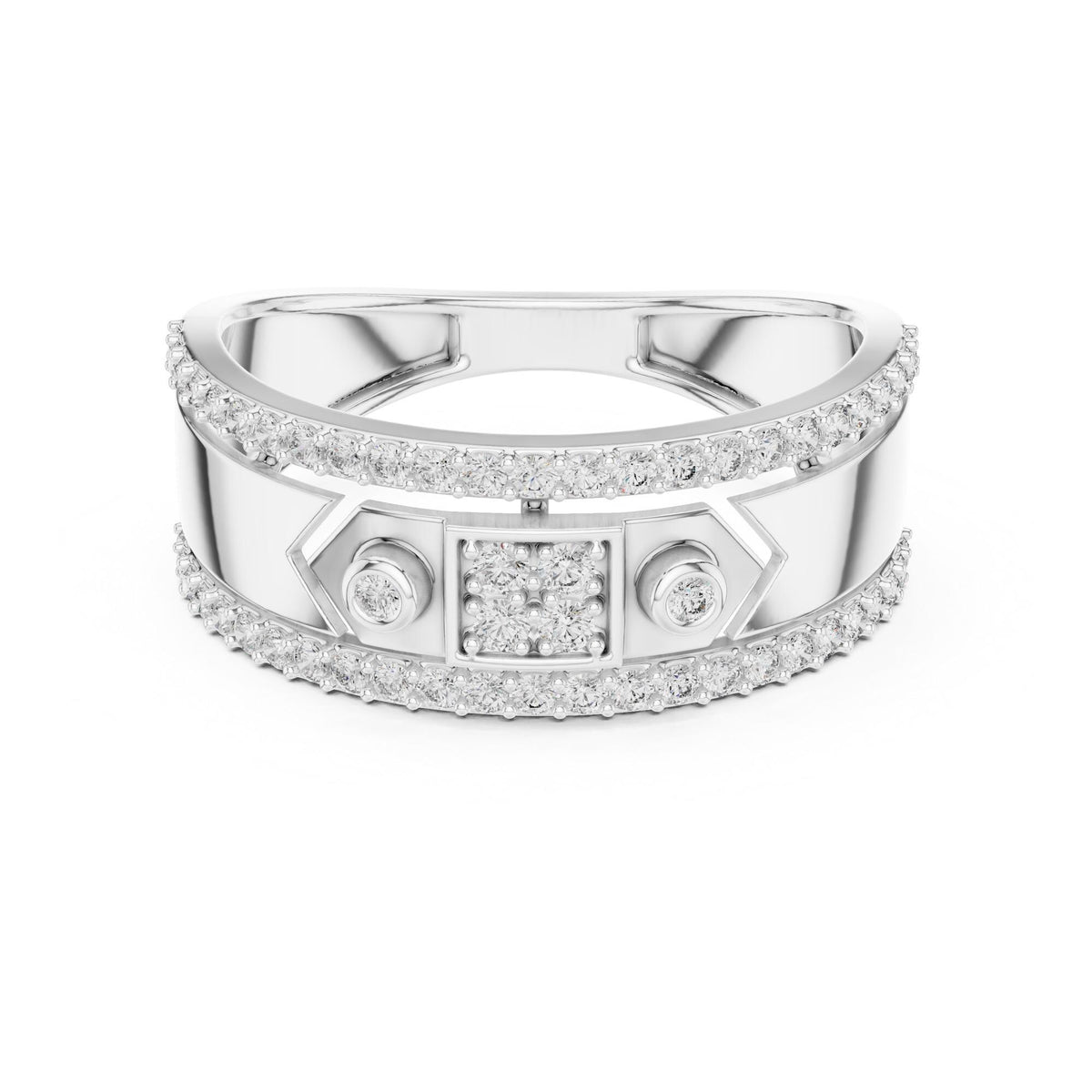 Round cut lab-grown diamond half eternity band, 0.48 CT TW, solid gold, view 6