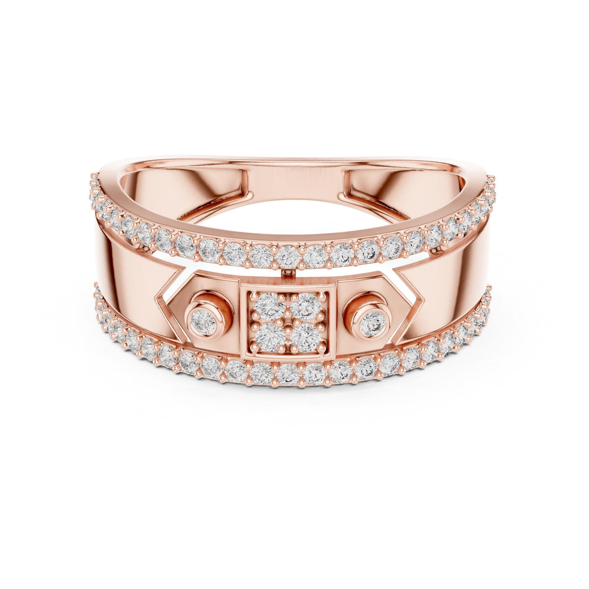 Round cut lab-grown diamond half eternity band, 0.48 CT TW, solid gold, view 9