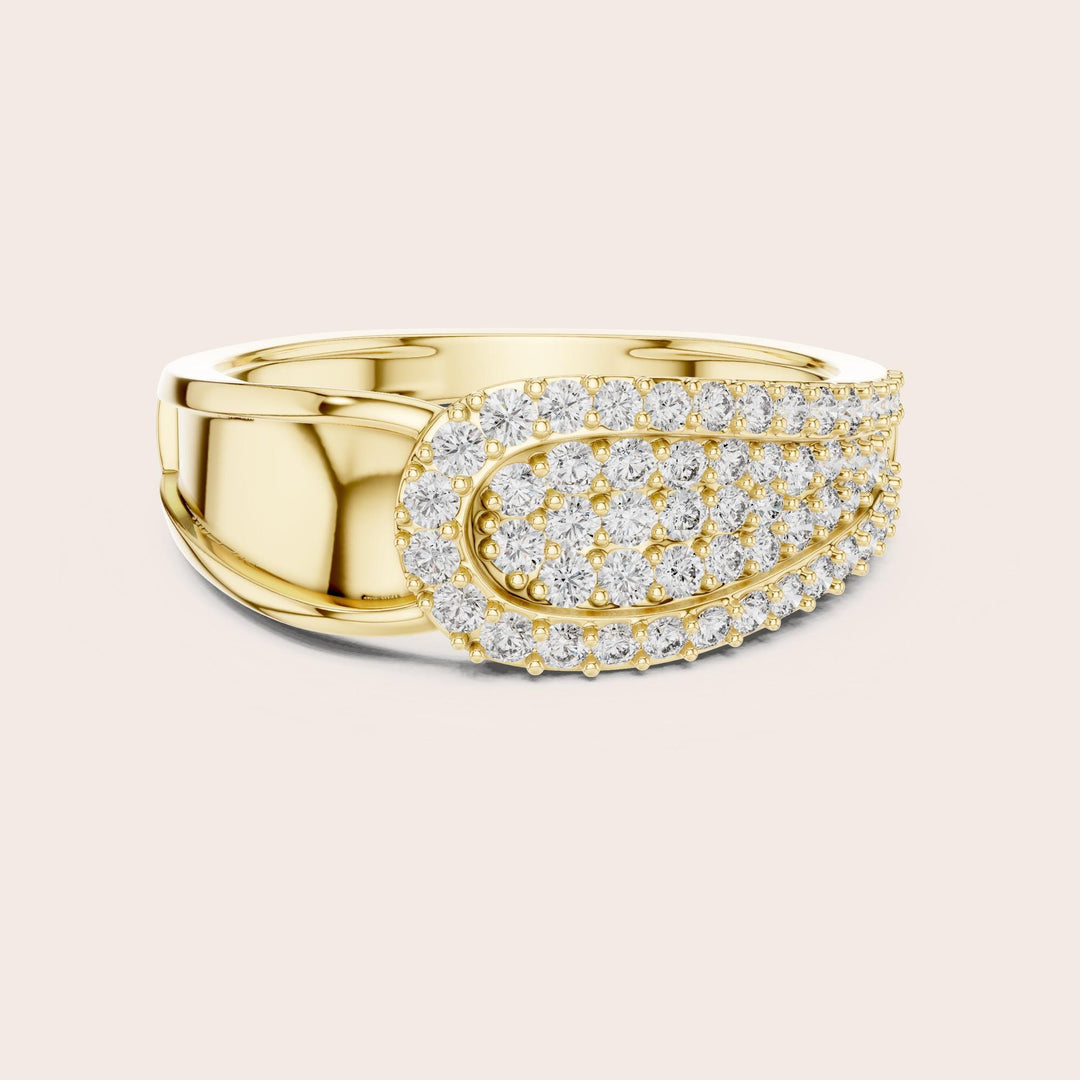 Round Cut Lab Grown Diamond Half Eternity Band, 0.64ct Total, Solid Gold