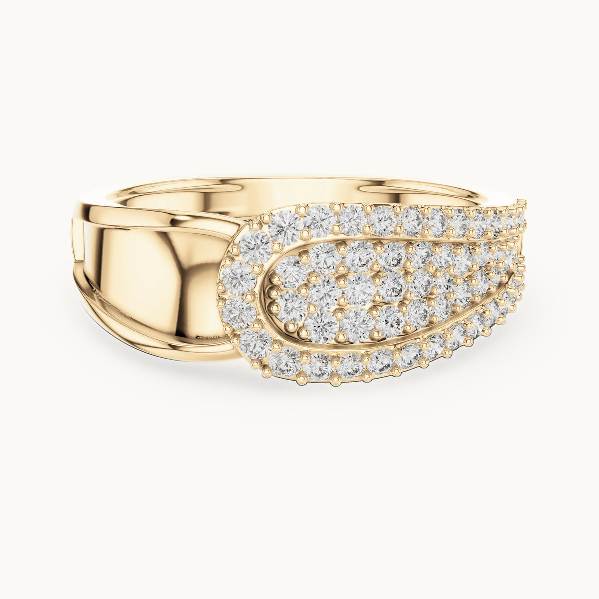 Round cut lab-grown diamond half eternity band, 0.64 CT TW, 56 stones, in solid gold (style L05-0005)