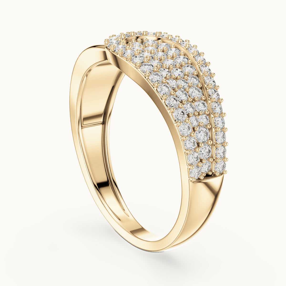 Round cut lab-grown diamond half eternity band, 0.64 CT TW, solid gold, view 2
