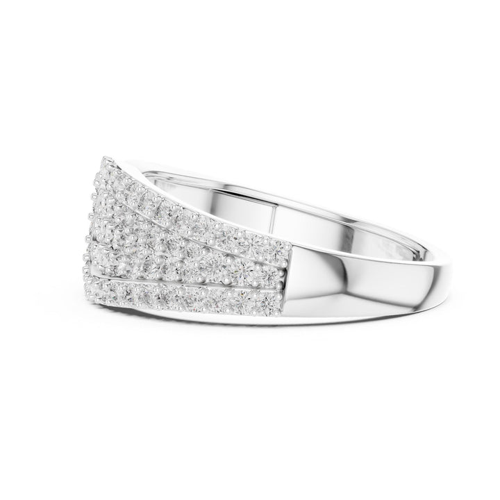 Round Cut Lab Grown Diamond Half Eternity Band, 0.64ct Total, Solid Gold