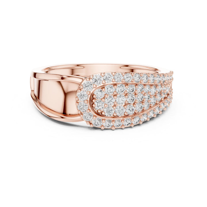 Round Cut Lab Grown Diamond Half Eternity Band, 0.64ct Total, Solid Gold