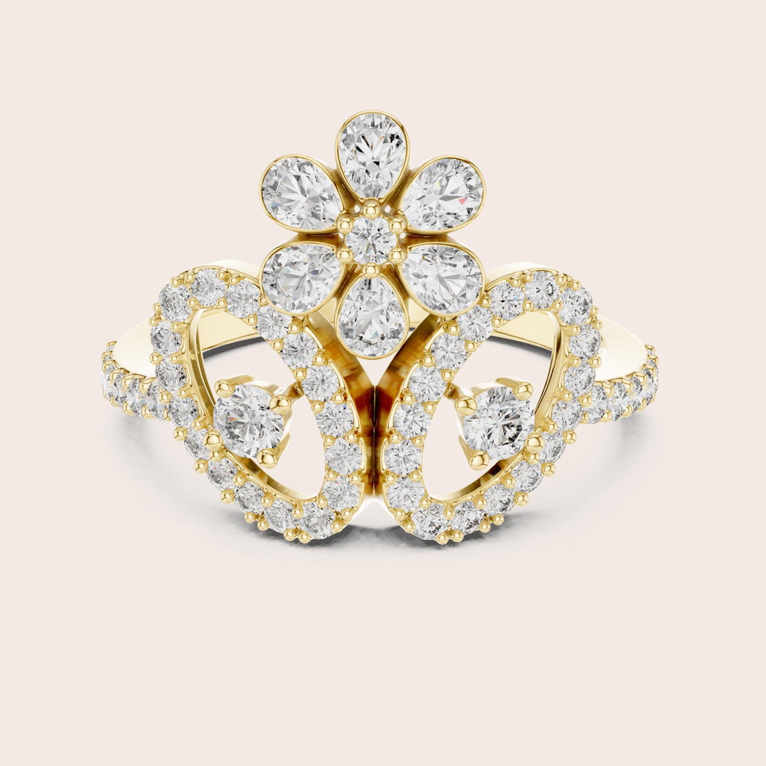 Pear Cut Lab Grown Diamond Half Eternity Band, 0.55ct Total, Solid Gold