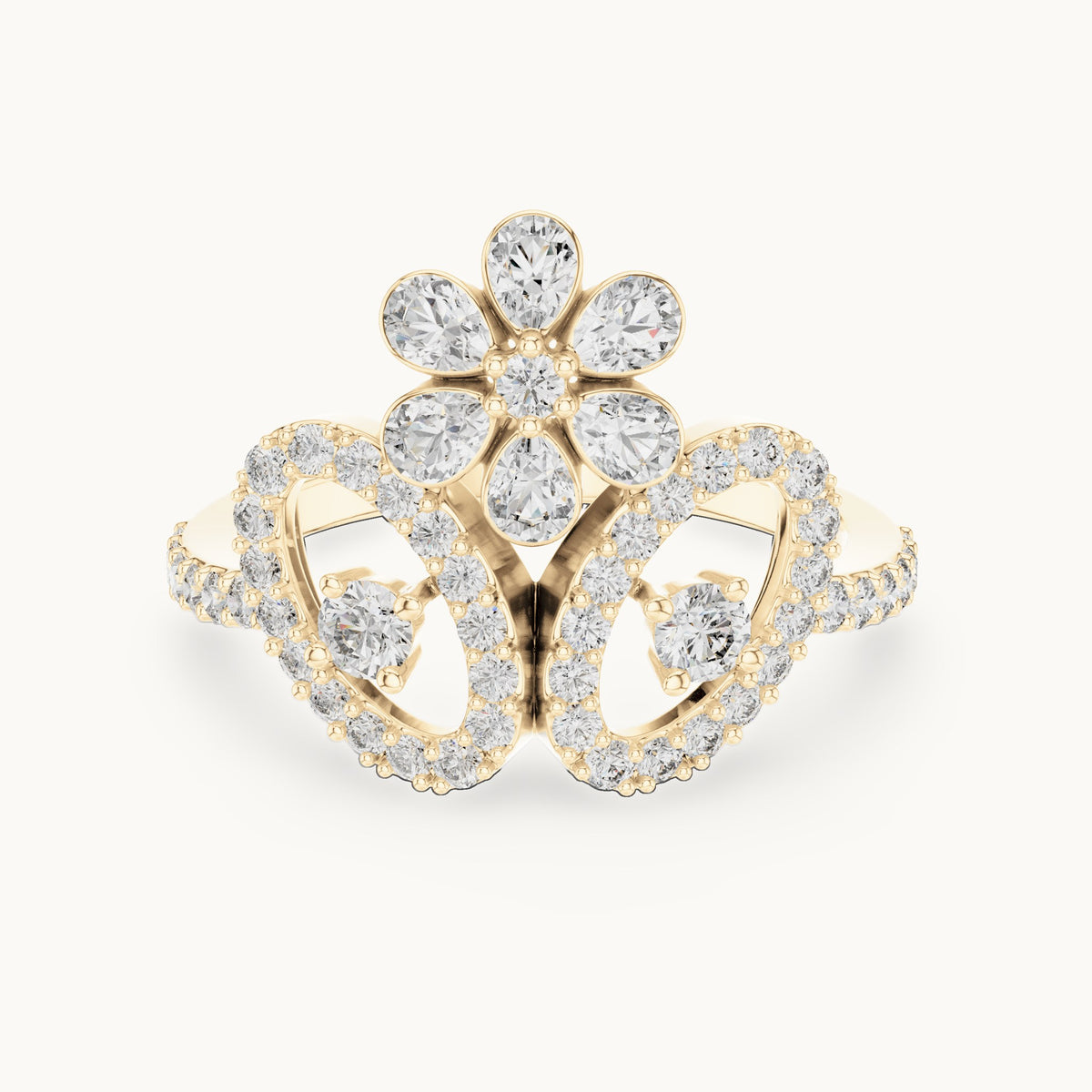 Pear cut lab-grown diamond half eternity band in 14K yellow gold, 0.55 CT TW, view 1